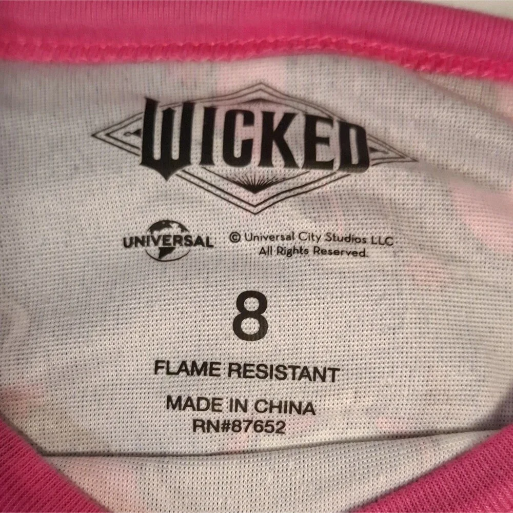 Wicked Girls 2pc Pajama Set Sz 8 Flame Resistant Velour LS Elphaba Glinda Cozy